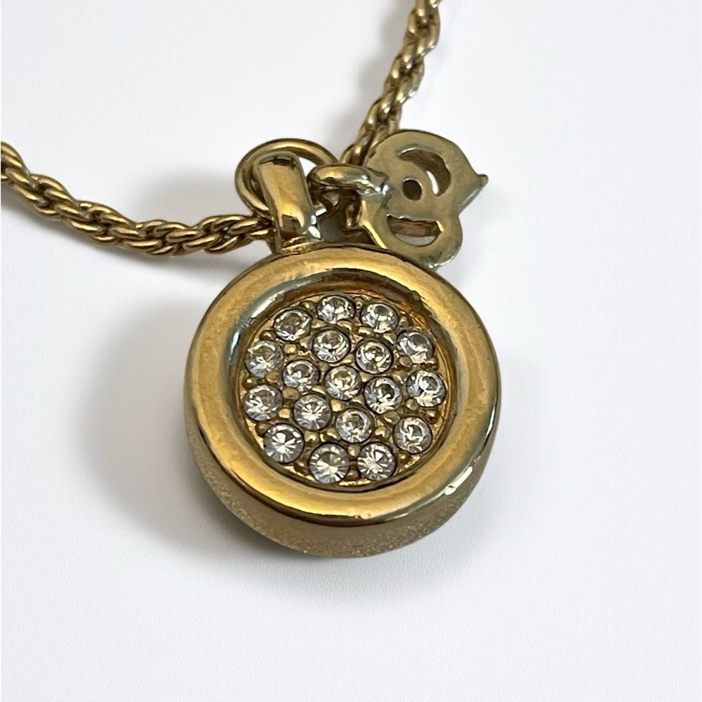 Vintage Dior Necklace – Gold CD Logo Charm with Rhinestone Pendant - Picture 7 of 17